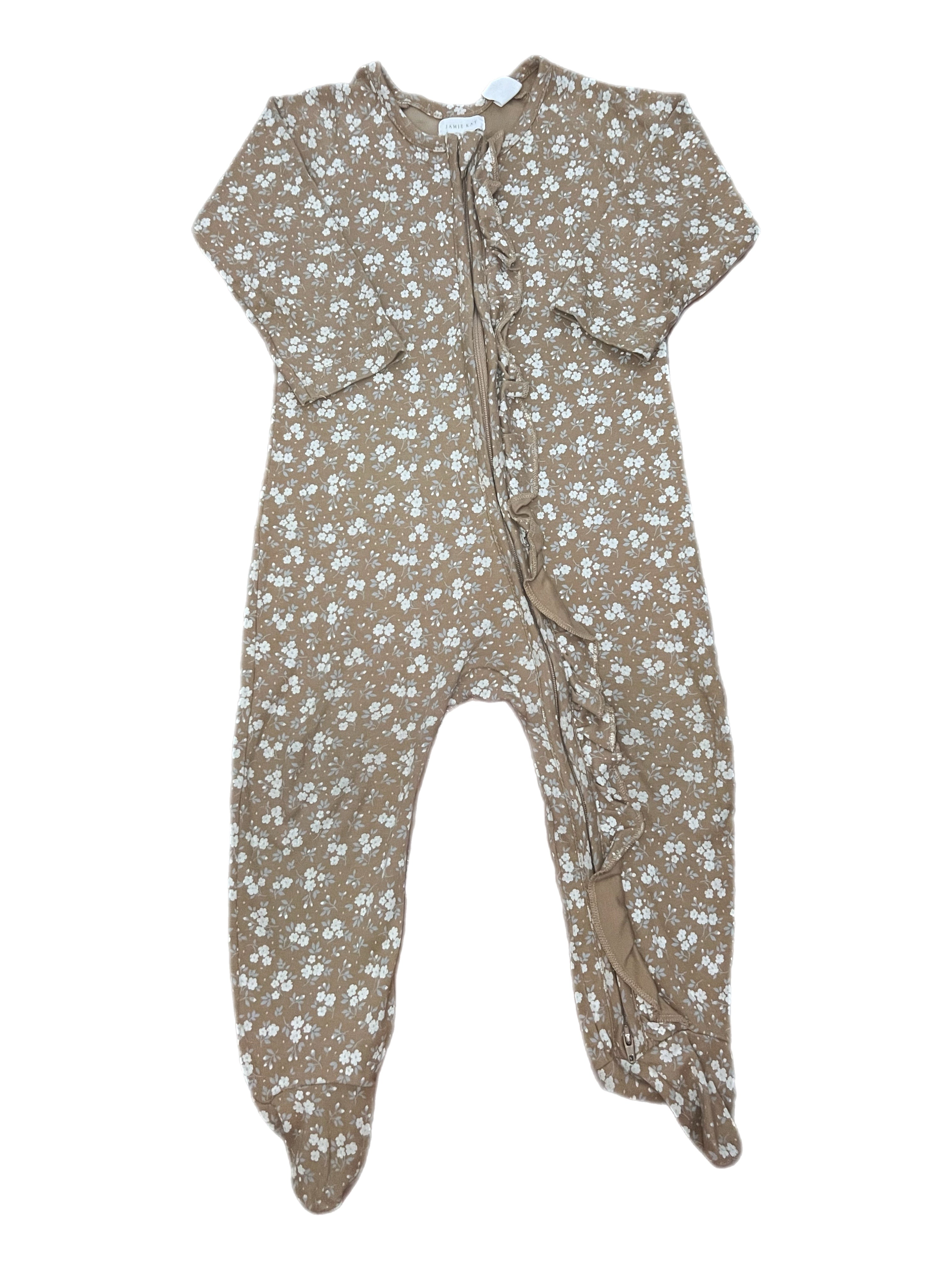 Jamie Kay Brown Frill Floral Onesie (2y)