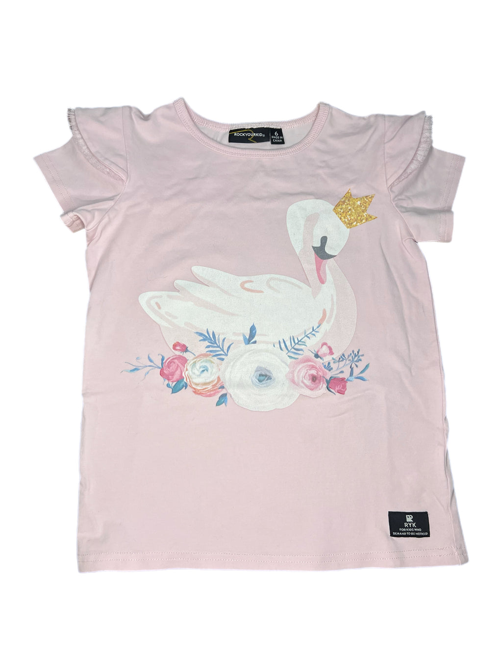 Rock Your Kid Swan Frill Sleeve Tee (6y)