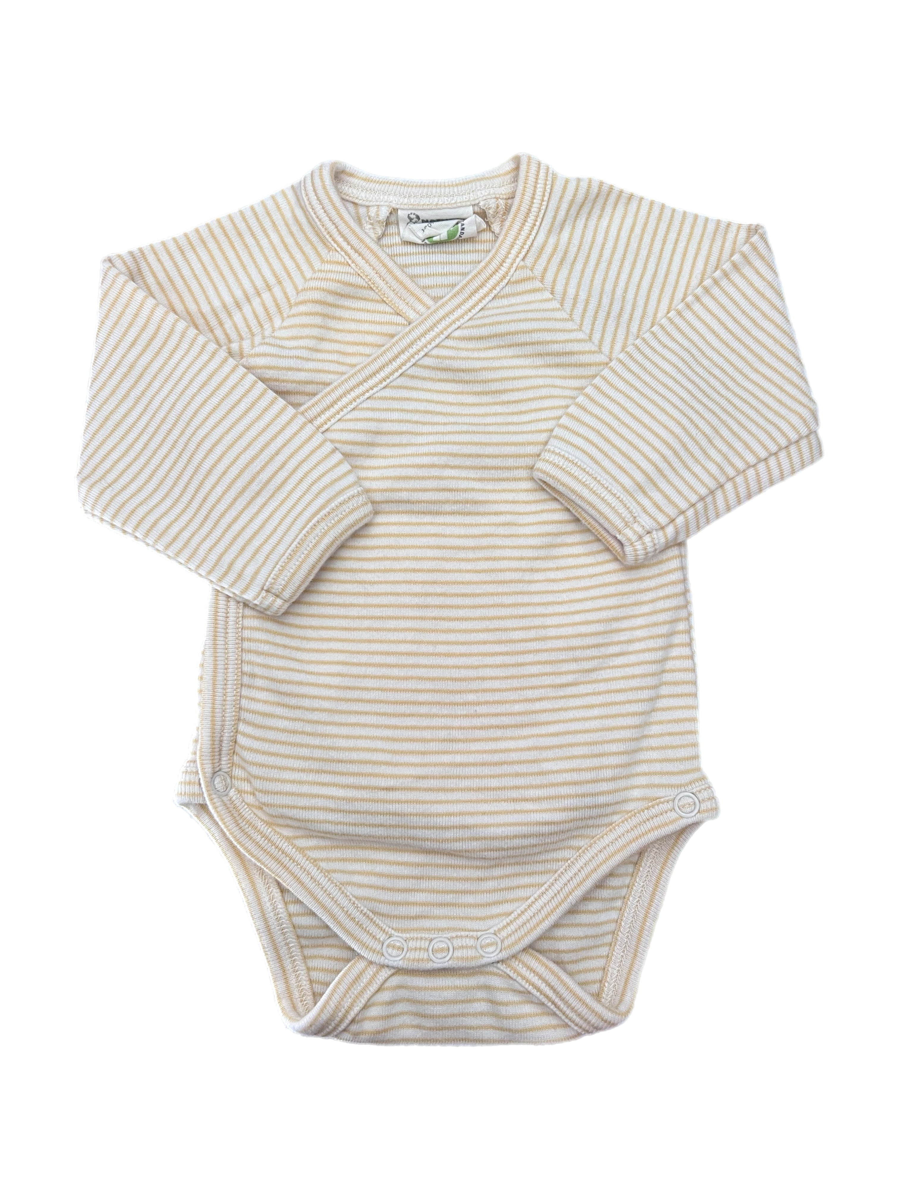Nature Baby Yellow Stripe Kimono Bodysuit (Newborn)