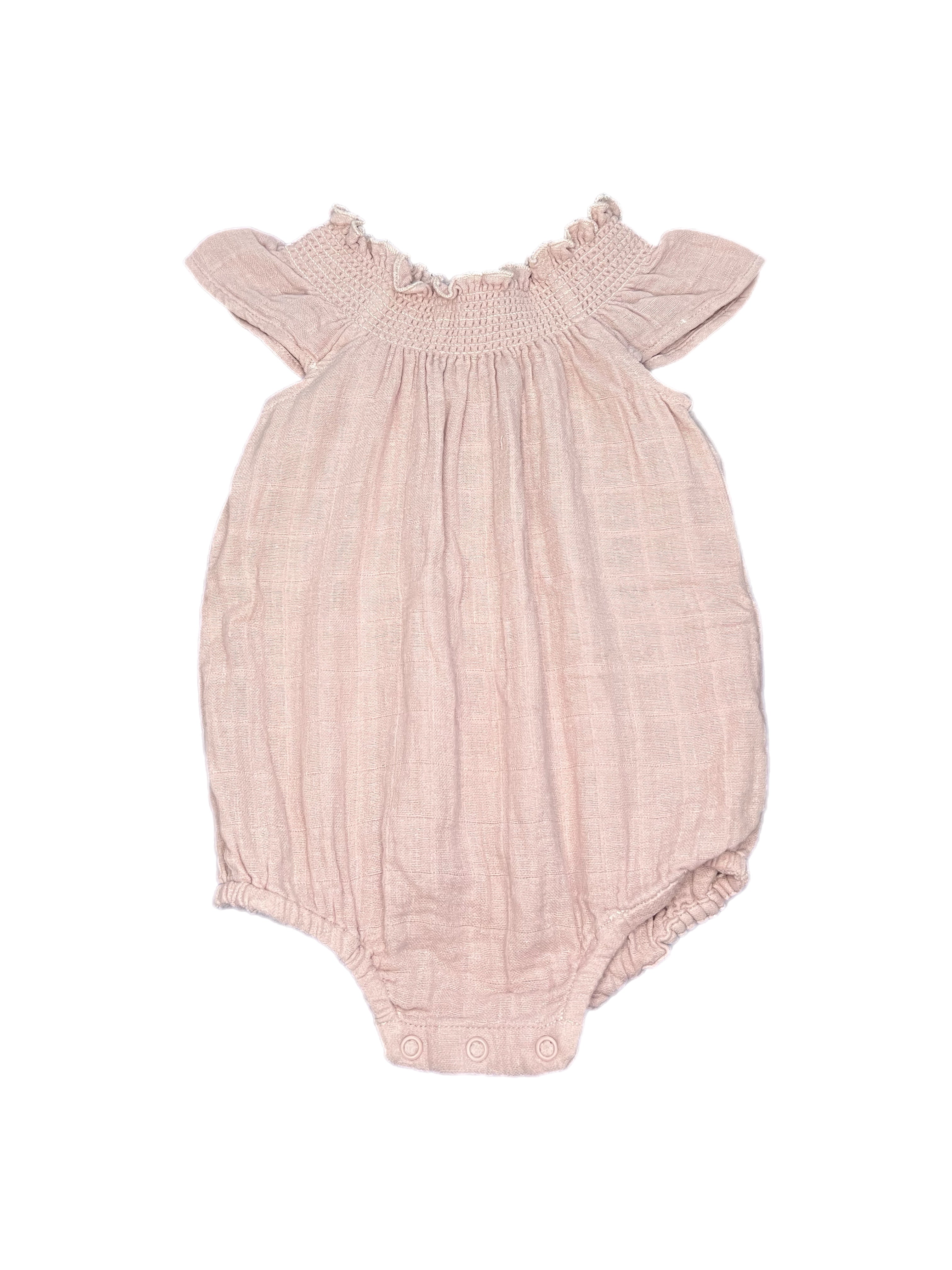 Jamie Kay Dusty Pink Muslin Romper (2Y)
