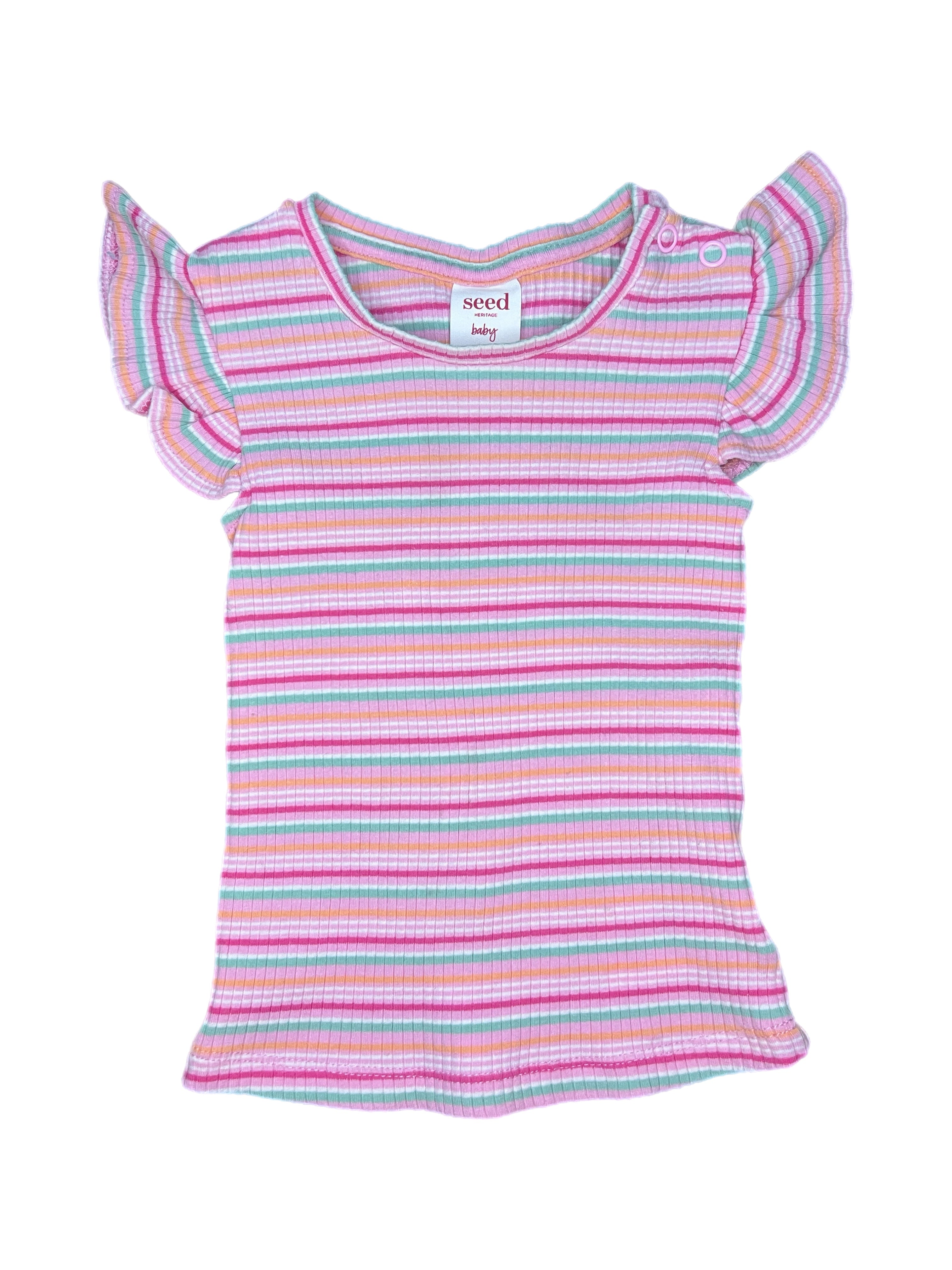 Seed Striped Frill Sleeve Top (6-12m)