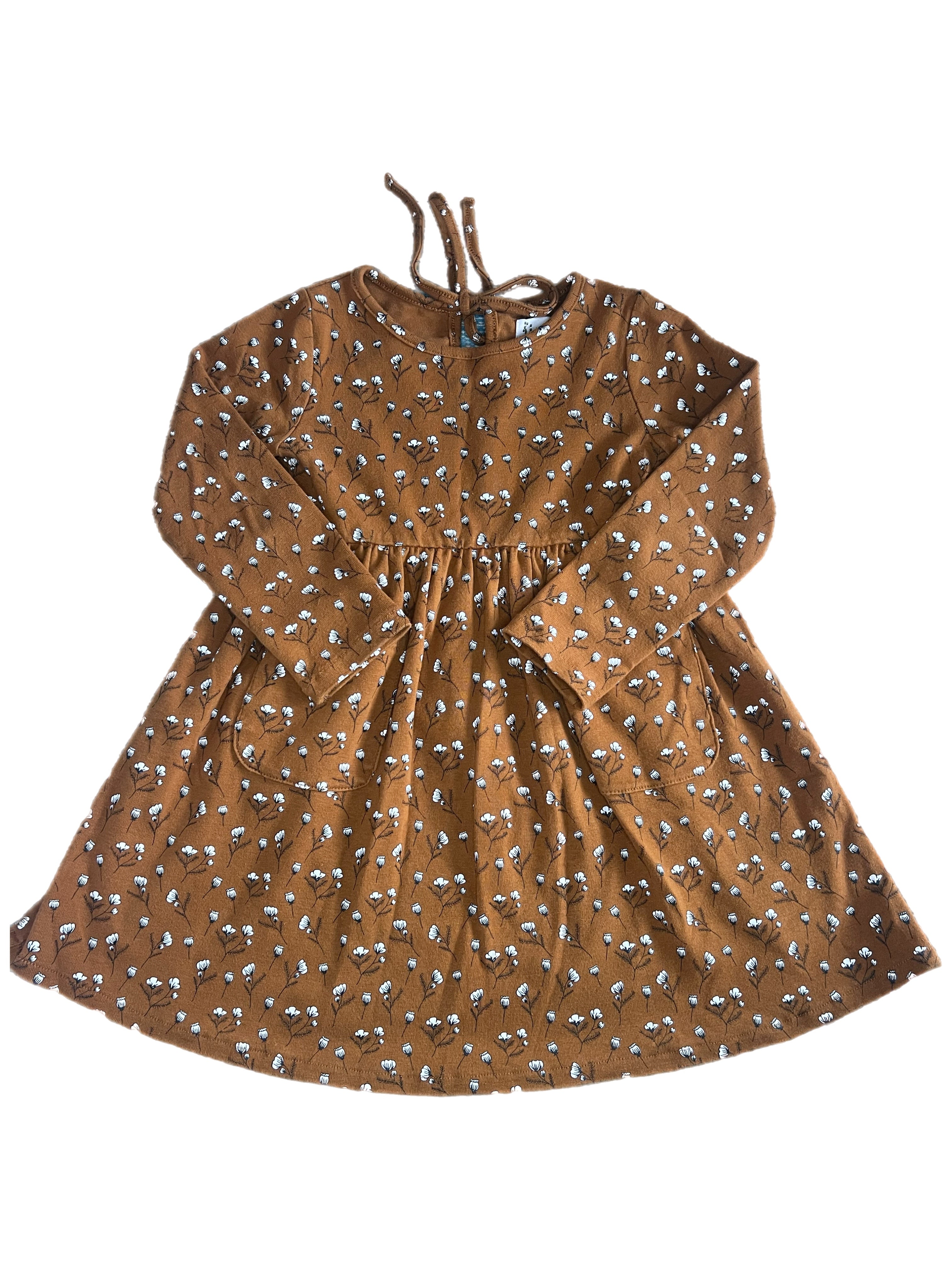 Karibou Brown Floral Long Sleeve Dress (4y)