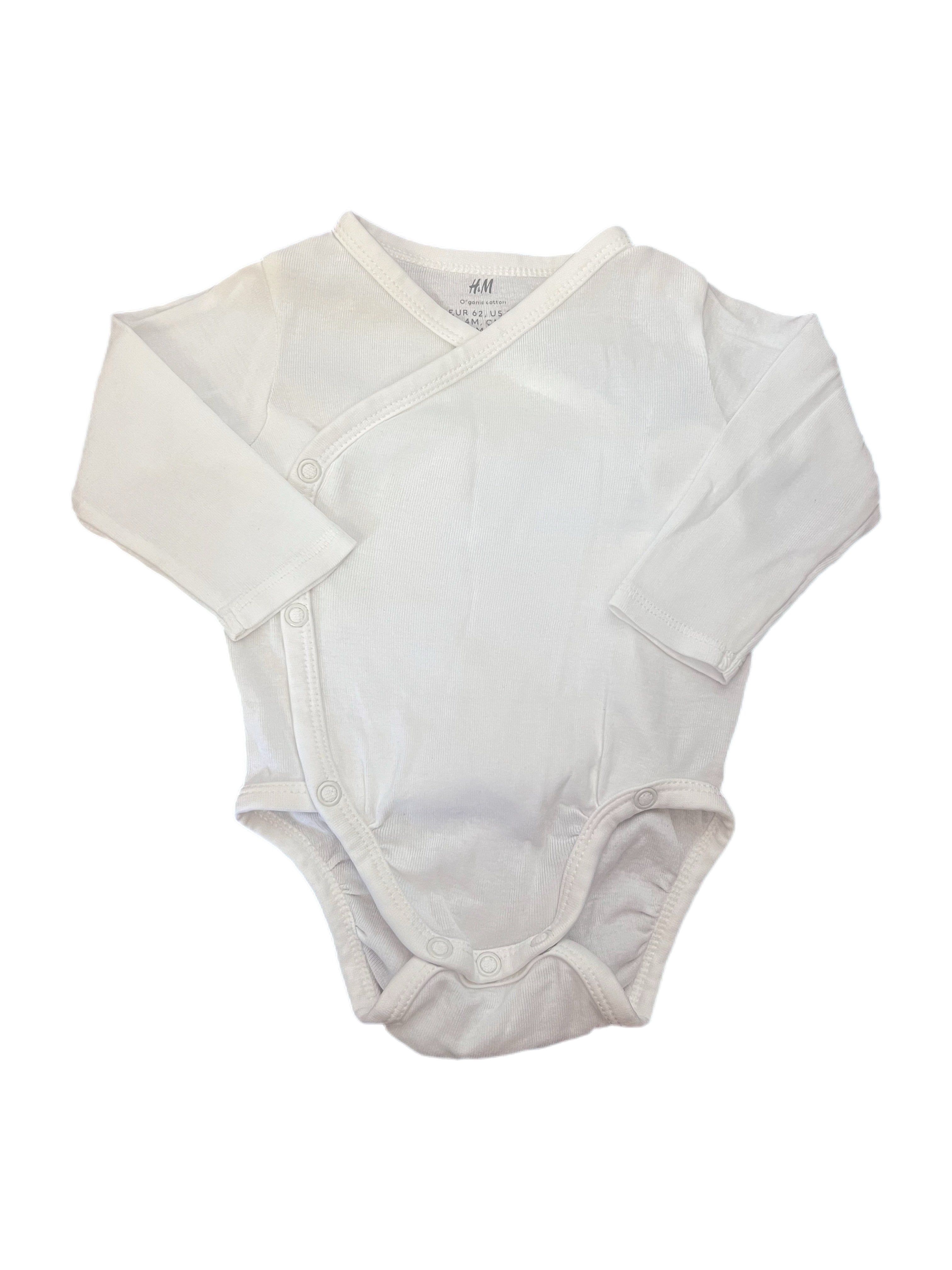 H&M Kimono White Long Sleeve Bodysuit (0-3m)