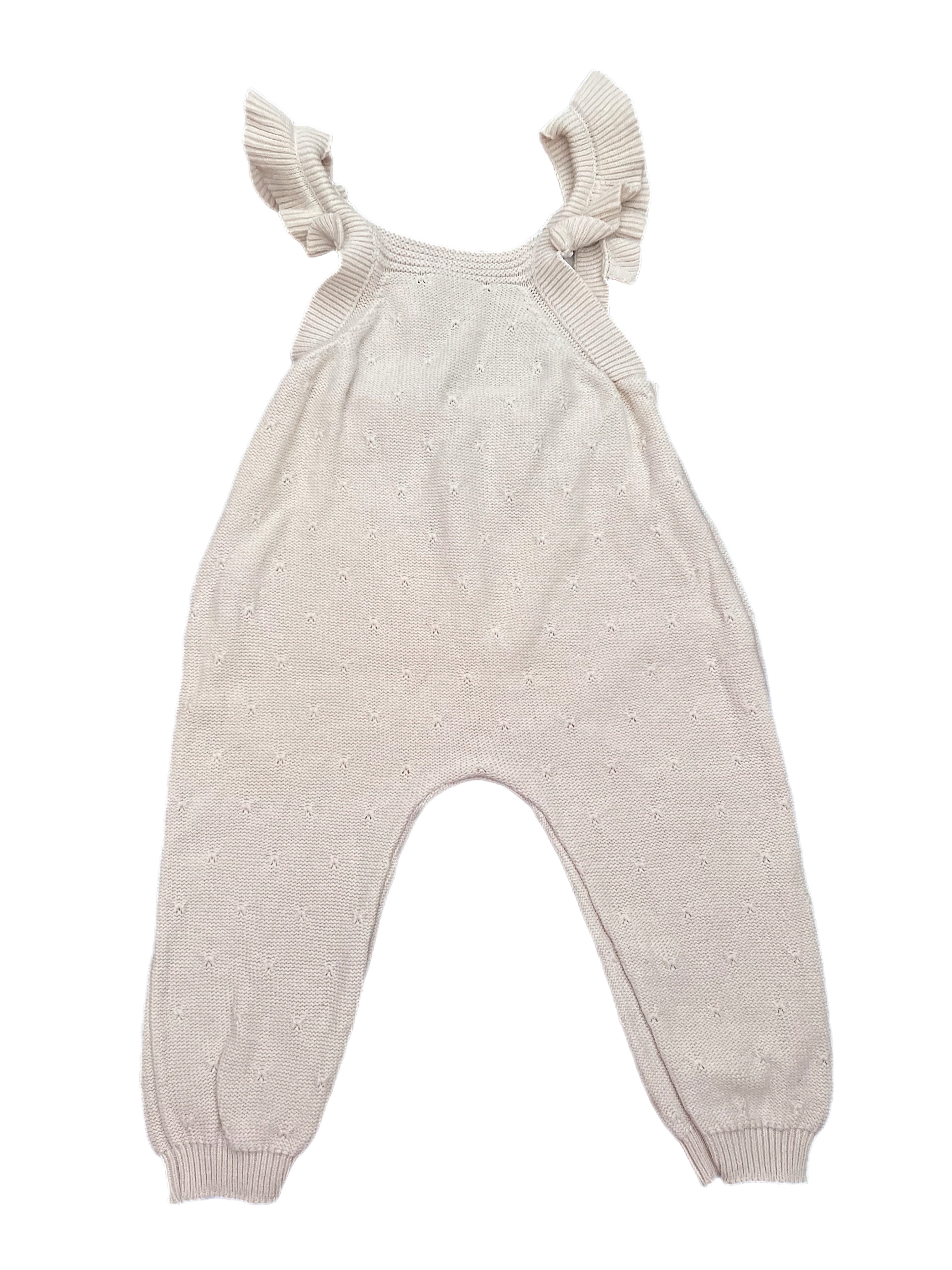 Quincy Mae Pointelle Knit Overalls (0-3m)