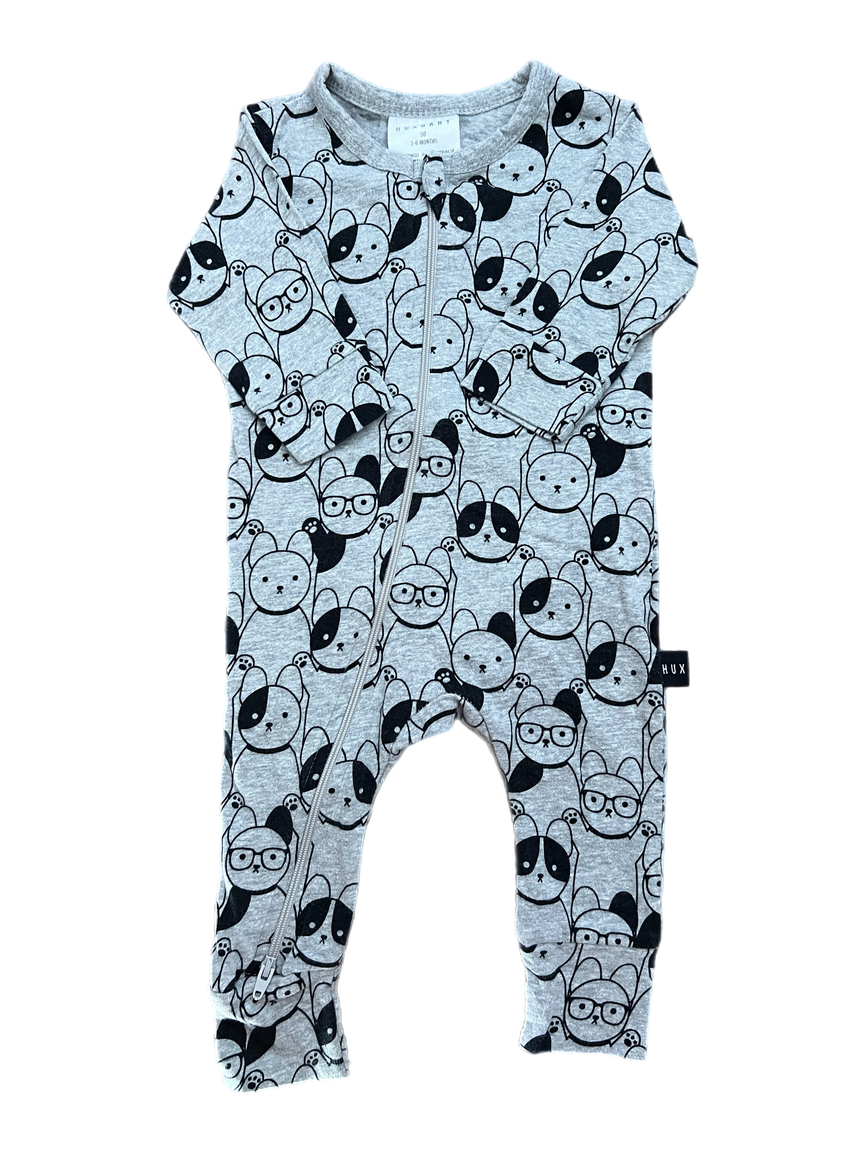 Hux Baby Grey Onesie (3-6m)
