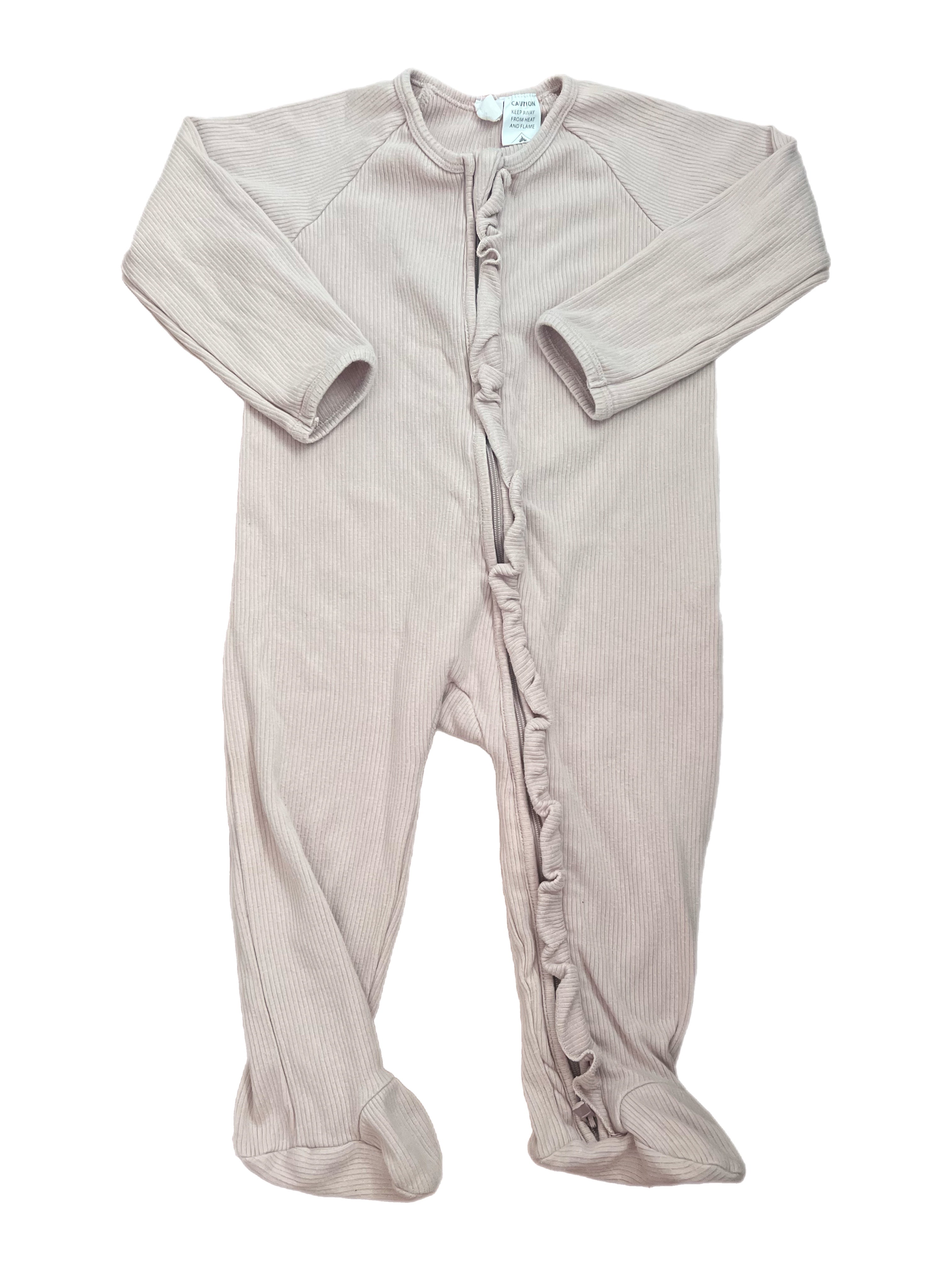 Jamie Kay Ribbed Ruffle Zip Onesie (2y)
