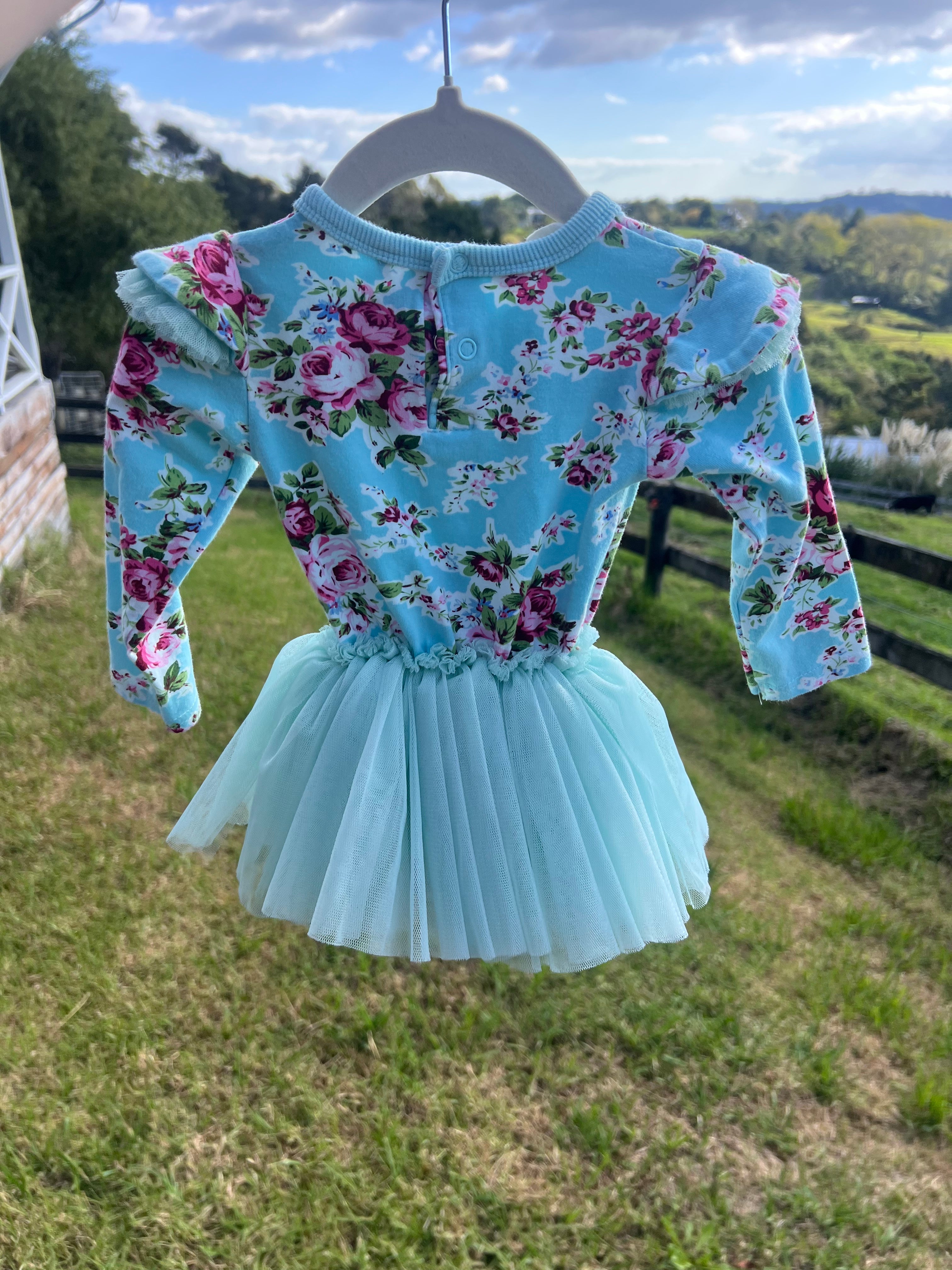 Rock Your Baby Blue Floral Circus Dress (6-12m)